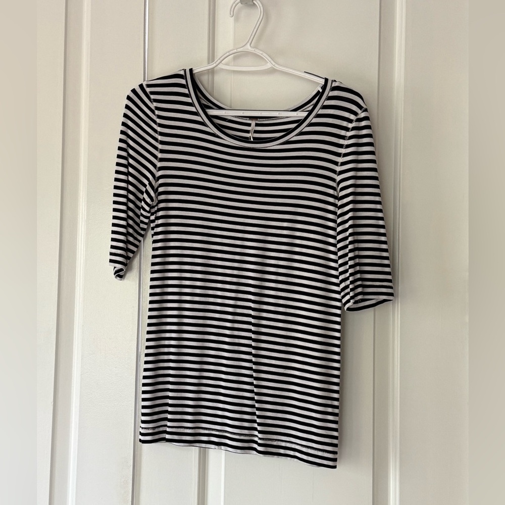 Free People Black and White Striped Women's Top